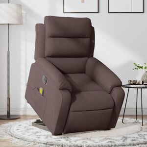 vidaXL Sillón masaje eléctrico reclinable elevable tela marrón oscuro