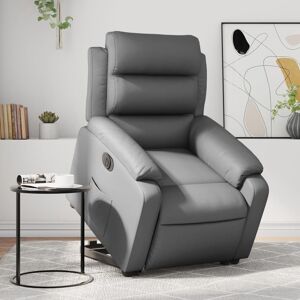 vidaXL Sillón reclinable elevable eléctrico de cuero sintético gris