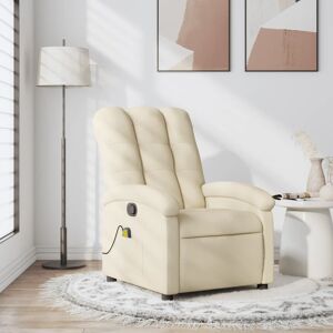 vidaXL Sillón de masaje reclinable de tela crema