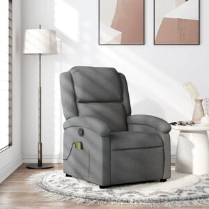 vidaXL Sillón de masaje reclinable de tela gris oscuro