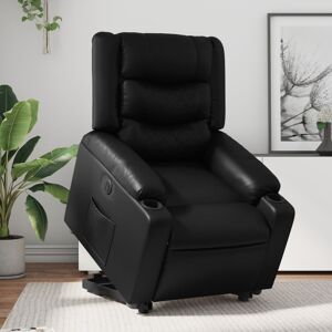 vidaXL Sillón reclinable y elevable eléctrico cuero sintético negro