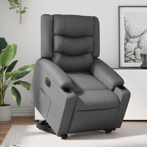 vidaXL Sillón reclinable elevable eléctrico de cuero sintético gris