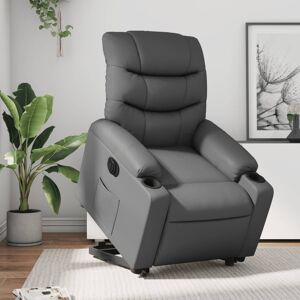 vidaXL Sillón reclinable elevable eléctrico de cuero sintético gris