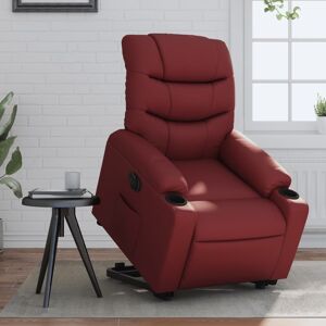 vidaXL Sillón elevable eléctrico cuero artificial rojo tinto