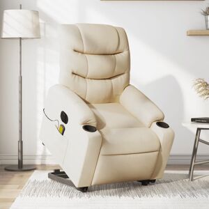 vidaXL Sillón de masaje eléctrico reclinable elevable tela crema