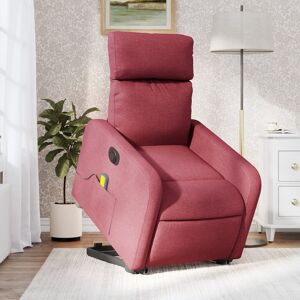 vidaXL Sillón de masaje elevable eléctrico tela rojo tinto