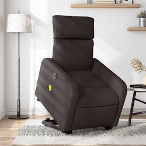 vidaXL Sillón masaje eléctrico reclinable elevable tela marrón oscuro