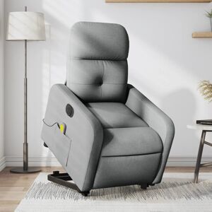 vidaXL Sillón de masaje eléctrico reclinable elevable tela gris claro