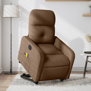 vidaXL Sillón de masaje eléctrico reclinable elevable tela marrón