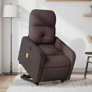 vidaXL Sillón masaje eléctrico reclinable elevable tela marrón oscuro