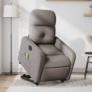 vidaXL Sillón de masaje eléctrico reclinable elevable tela taupé