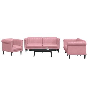 vidaXL Juego de sofás 3 piezas terciopelo rosa