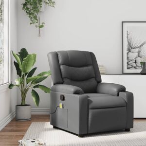 vidaXL Sillón de masaje reclinable cuero sintético gris