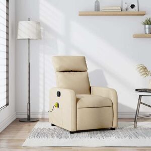 vidaXL Sillón de masaje reclinable de tela crema