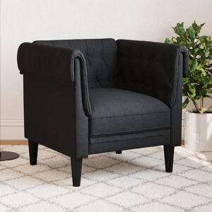 vidaXL Sillón Chesterfield de tela negro