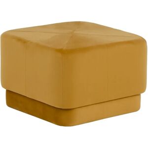 LOLAhome Puff tapizado ocre de terciopelo de 60x60x40 cm