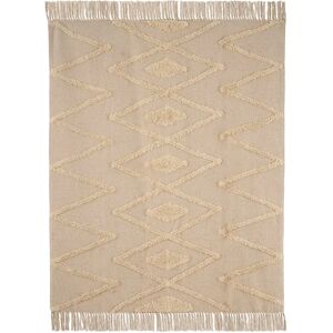 LOLAhome Manta beige de sofá de algodón de 130x160 cm