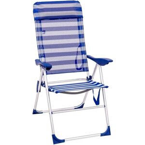 LOLAhome Sillón de playa plegable y reclinable de 5 posiciones de aluminio azul y blanco