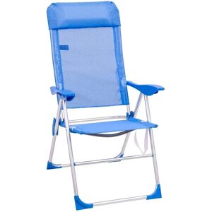 LOLAhome Sillón de playa plegable y reclinable de 5 posiciones de aluminio azul