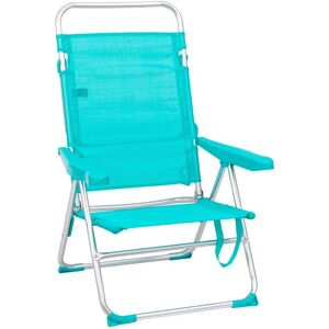 LOLAhome Silla de playa alta plegable y reclinable de 4 posiciones de aluminio aguamarina