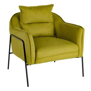 LOLAhome Sillón verde tapizado de tela y metal con cojín