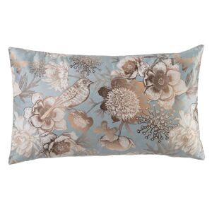 LOLAhome Cojín floral azul de terciopelo de 50x30 cm con relleno