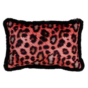 LOLAhome Cojín de leopardo de terciopelo rojo de 45x30 cm con relleno