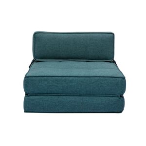 Miliboo Sillón cama de 1 plaza de tela azul petróleo KATY