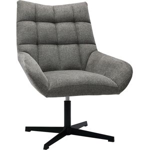 Miliboo Sillón de diseño giratorio de tejido efecto aterciopelado texturizado gris KING