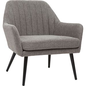 Miliboo Sillón de tejido efecto aterciopelado texturizado gris y metal GASTON