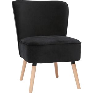 Miliboo Sillón de terciopelo negro y madera clara KAHLO