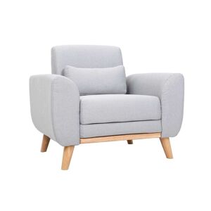 Miliboo Sillón diseño tejido gris y roble EKTOR