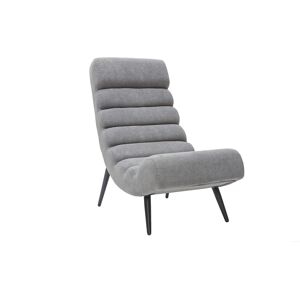 Miliboo Sillón efecto terciopelo gris y metal negro TAYLOR