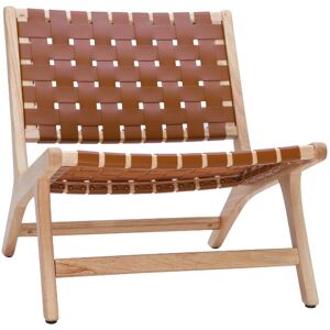 Miliboo Sillón étnico de madera con correas tejidas marrones BONDI