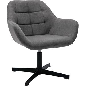 Miliboo Sillón moderno con tejido efecto aterciopelado gris y metal negro DARWIN