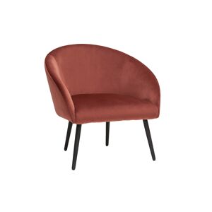 Miliboo Sillón moderno de terciopelo rojo terracota con patas de metal negro OLIVIA