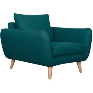 Miliboo Sillón nórdico azul petróleo y madera CREEP