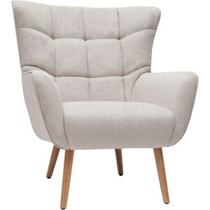 Miliboo Sillón nórdico efecto terciopelo beige y madera AVERY