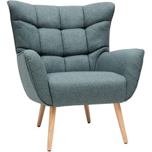 Miliboo Sillón nórdico en tejido verde y madera AVERY