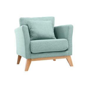 Miliboo Sillón nórdico verde agua claro patas madera clara OSLO