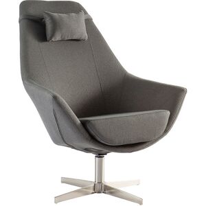 Miliboo Sillón rotativo en tejido gris oscuro y pata metal AMADEO