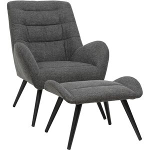 Miliboo Sillón y reposapiés moderno en tejido gris ZOE