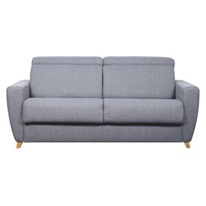 Miliboo Sofá cama 3 plazas con reposacabezas regulables gris claro con colchón de 18 cm GOYA