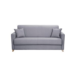 Miliboo Sofá cama 3 plazas nórdico gris claro con colchón de 18 cm SKANDY