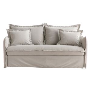 Miliboo Sofá cama desenfundable de algodón beige ALDO