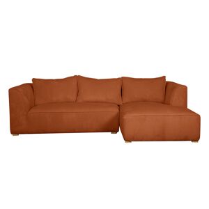 Miliboo Sofá chaise longue a la derecha de diseño de pana color terracota 3-4 plazas - PANAM