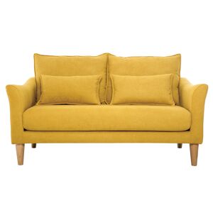 Miliboo Sofá de estilo nórdico tejido amarillo mostaza con efecto aterciopelado 2 plazas KATE
