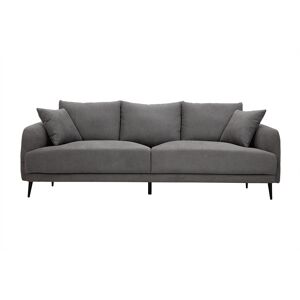 Miliboo Sofá moderno 3 plazas de tejido efecto aterciopelado gris y metal negro JERRY