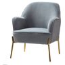 HULALA HOME Sillón de Terciopelo Tapizado, Silla Moderna de Mitad de Siglo con Patas de Metal Dorado, Cómoda Silla de Lectura para Dormitorio, Gris