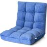 Sofá Perezoso Individual Plegable Asiento Cojín de Suelo con Respaldo Silla de Meditación (Azul) - Costway